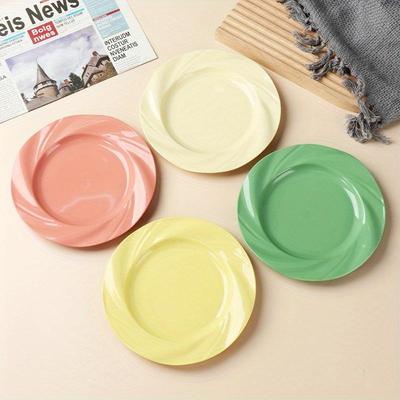 4pcs Round Plate Light Luxury Cream Wind Ins Premium Sense Dessert Plate Dinner Plate Creative Fruit Plate Pasta Plate