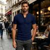 Men's Casual V Neck Button Up Short Sleeve Shirt Lightweight Soft Fabric Comfortable Fit Top for Daily Wear