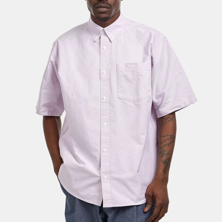 Carhartt WIP Minimalist Fashion Comfortable Loose Logo Embroidered Short Sleeve Shirt Men Shirts Pink I031454-2V5-XX