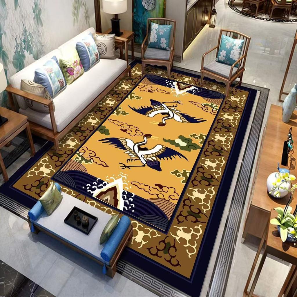 New Chinese Style Living Room Carpet Retro Anti Slip Sofa Coffee Table Carpet Resistant To Dirt and Easy To Maintain