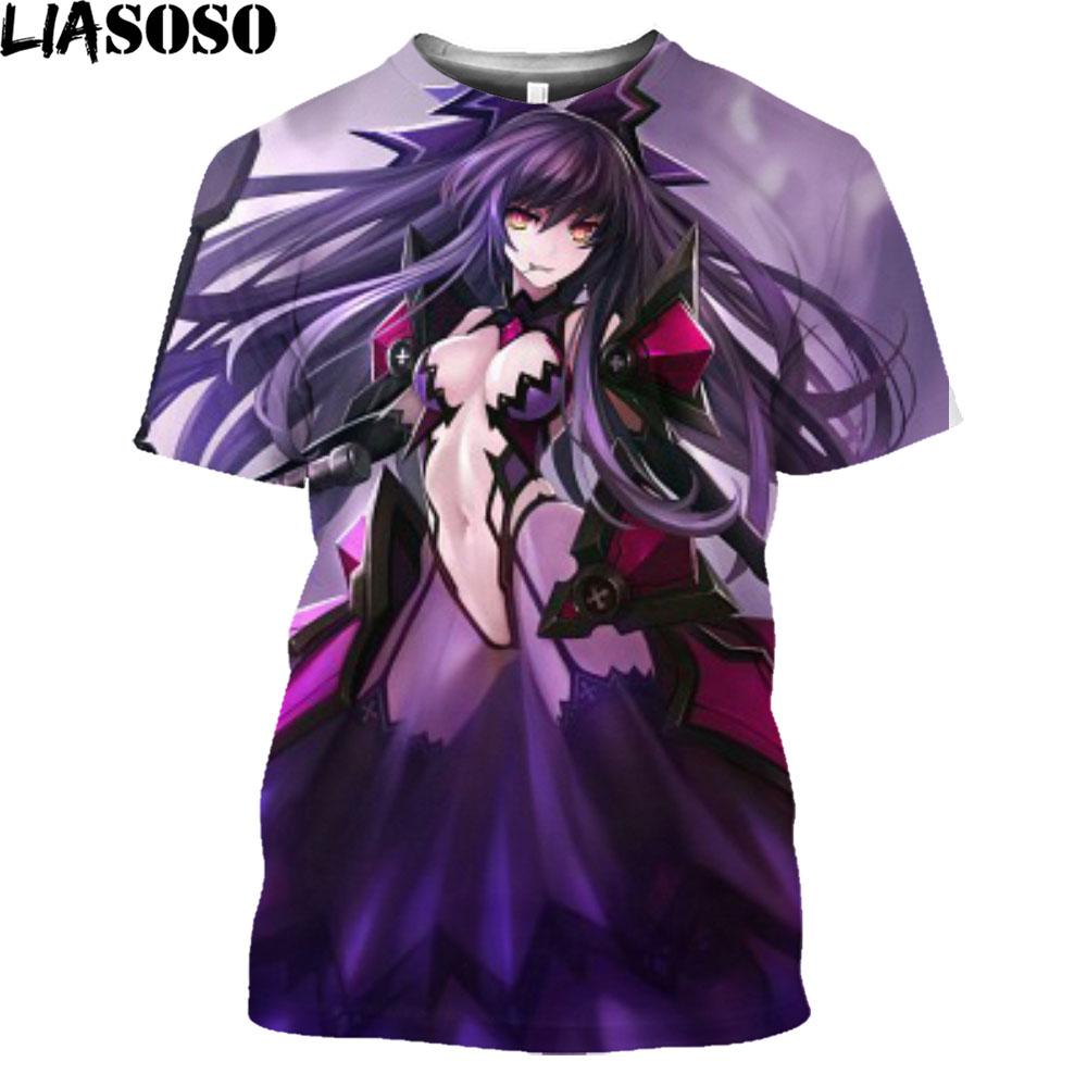 

Date A Live Tokisaki Kurumi Sexy Girls Print Otaku Graphic Футболка с коротким рукавом в стиле аниме Mangas Harajuku Shirt For Men 3XL