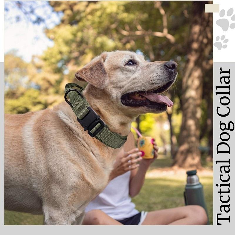 Zgardă pentru câini Durabilă Ajustabilă Militară Zgardă pentru animale de companie Tactic Set Lesă Zgardă din nailon Câine Mediu Mare Accesorii de antrenament Păstor