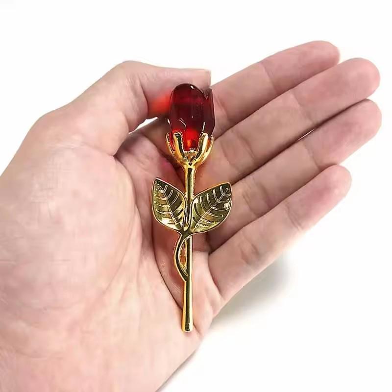 Crystal Rose Artificial Flower Gold And Silver Handicraft Wedding Decoration Valentine's Day Couple Girlfriend Gift With Box