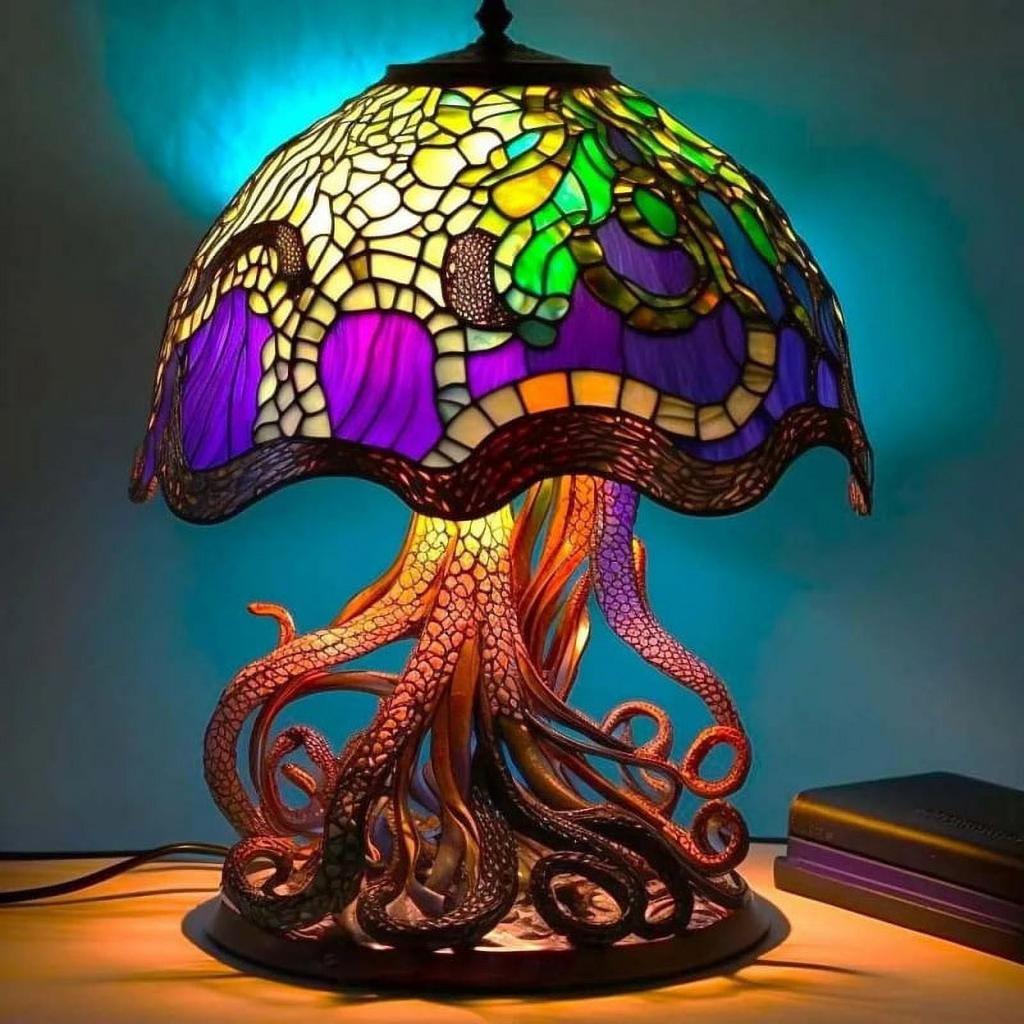 Vintage Resin Mushroom Table Lamp Plant Flower Series Snail Octopus Colorful Retro Night Light TYPE-C