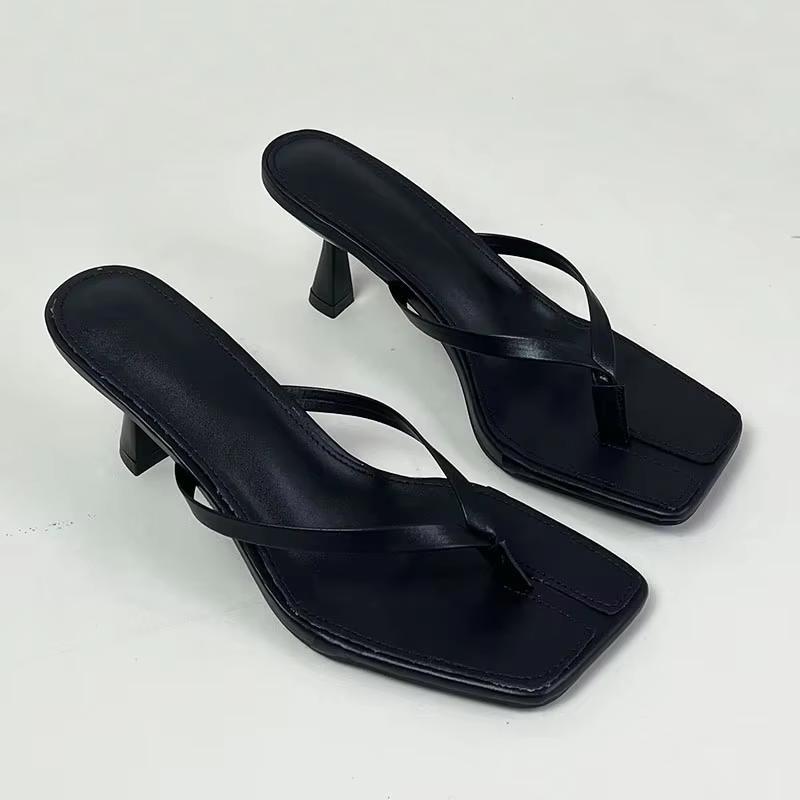 

Fashion Big Size 43 Ladies Heels Slippers Pumps Shoes Female Casual Footwear Fashion Shallow Women Heeled Sandals Slides Flip flops 35 чёрный