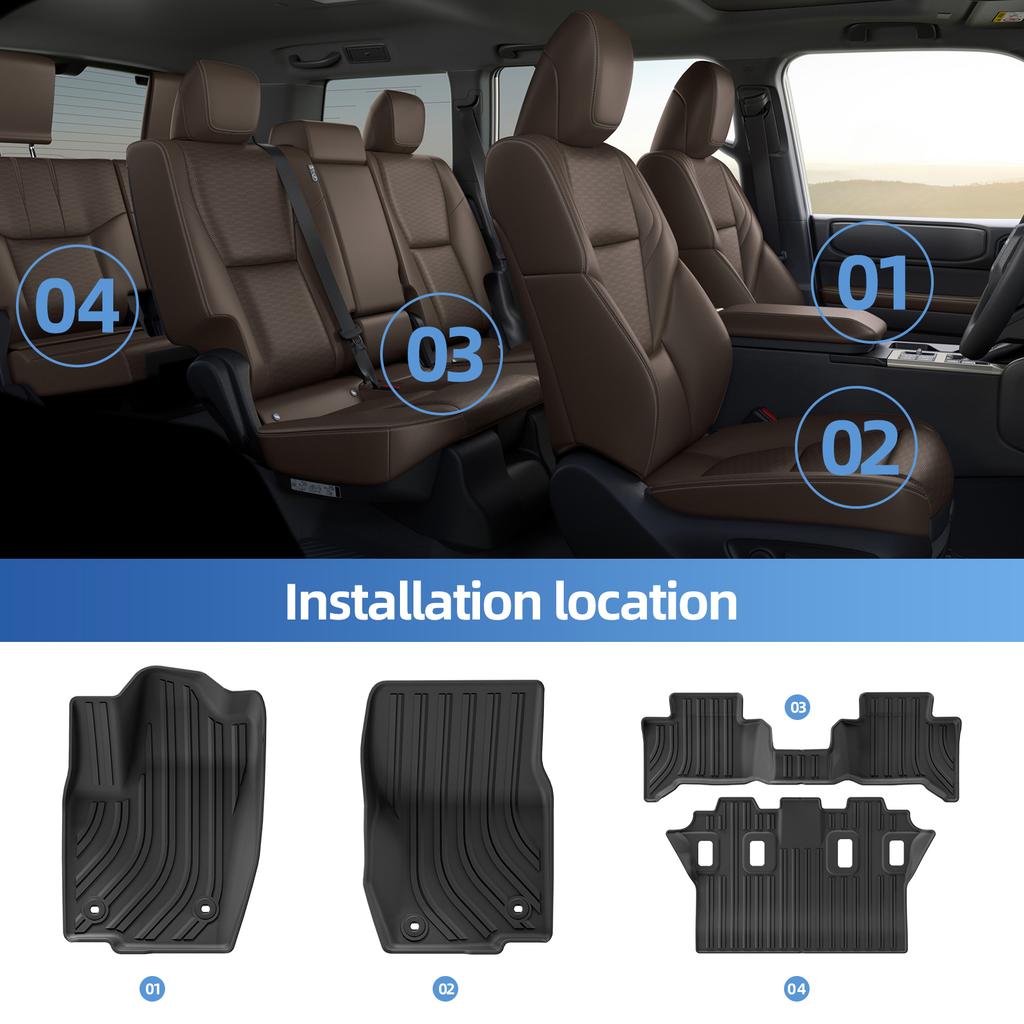 for Toyota Land Cruiser Prado LC250 2026-2026 Car Floor Mats Protective Mat 7 Seats Cargo Liner Trunk Pad Fit For Left Rudder