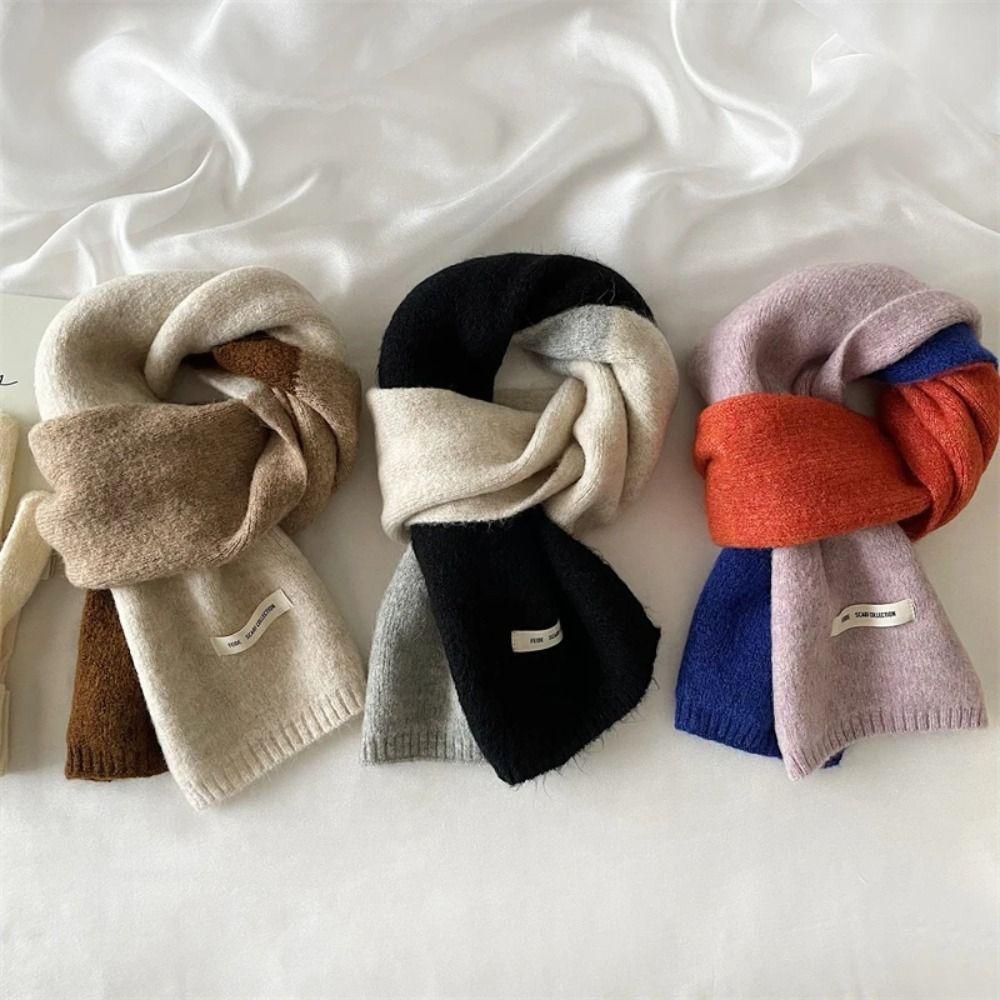 Striped Knitted Scarves Korean Style Neckerchief Shawl New Wool Scarf L  Women