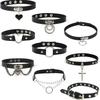 Gotyckie Chokery Damskie Dziewczęce Skórzany Naszyjnik z Nitem Rock Kpop Punk Kołnierze Pod Szyję Czarny Choker Cool Kołnierz