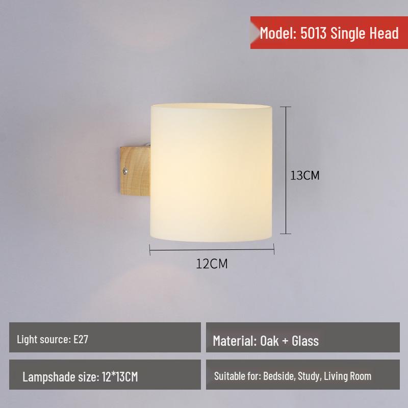 Japanese Style Solid Wood LED Wall Lamp for Indoor Spaces - Bedroom, Living Room, Staircase, Balcony