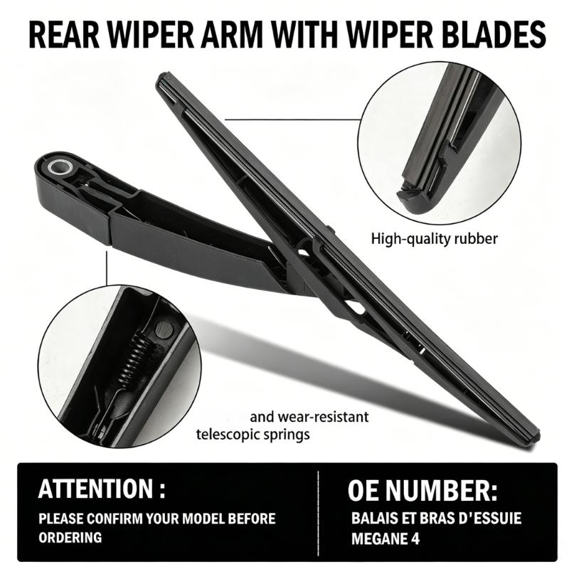 Rear Windshield Wiper Replacement Set with Arm and Blade, Black 2 Piece Rear Window Kit, 21 cm Arm and 24 cm Blade for Worn Wiper Part Service