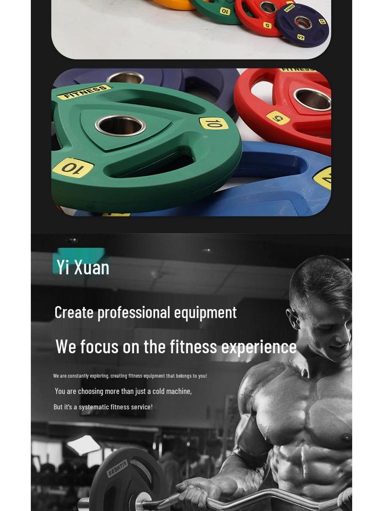 Colored PU Barbell Plates with Rubber Coating and Hand Grips for Weightlifting and Competition