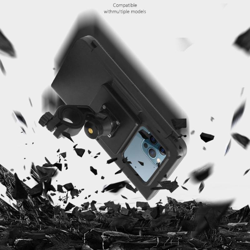 Bike Phone Mount Waterproof, Motorcycle Phone Mount with Aluminum Handlebar Mount Base Touching Screen Phone Case