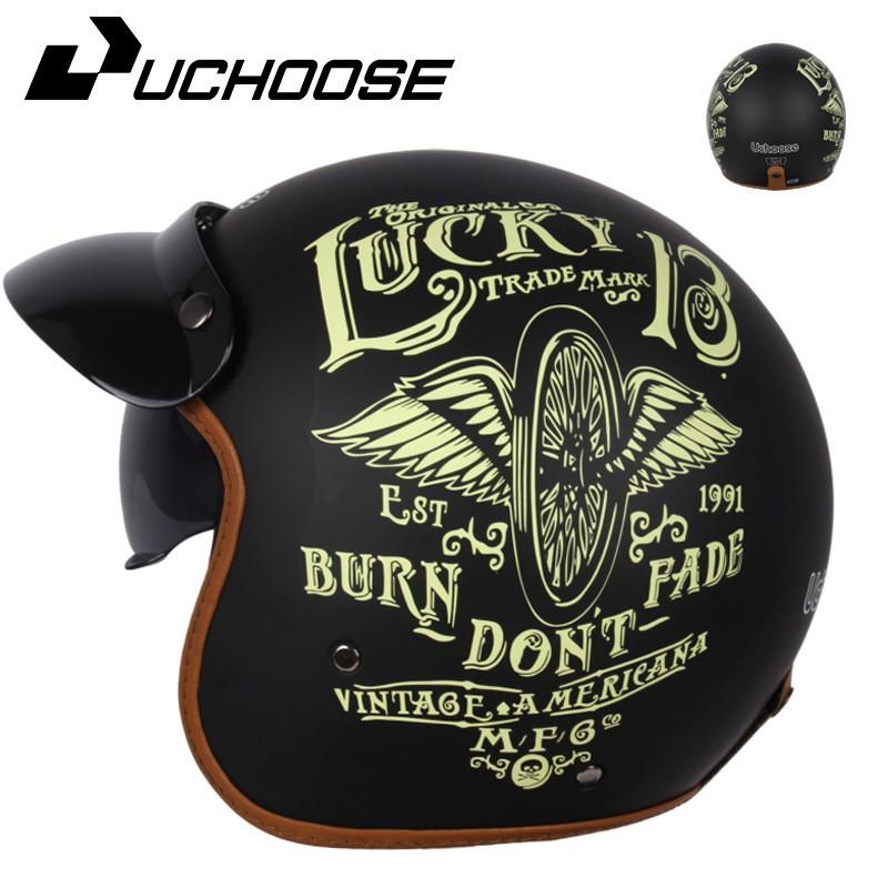 Vintage-Style Half Helmet Adults Unisex Motorcycle Scooter Riding DOT Certified ABS Safety
