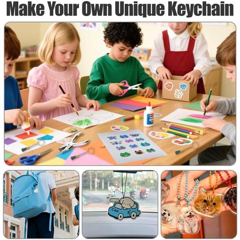 A25F-DIY Shrink Plastic Sheets 20PCS Keychain Kit, Printable For Handprint Art Projects Paper