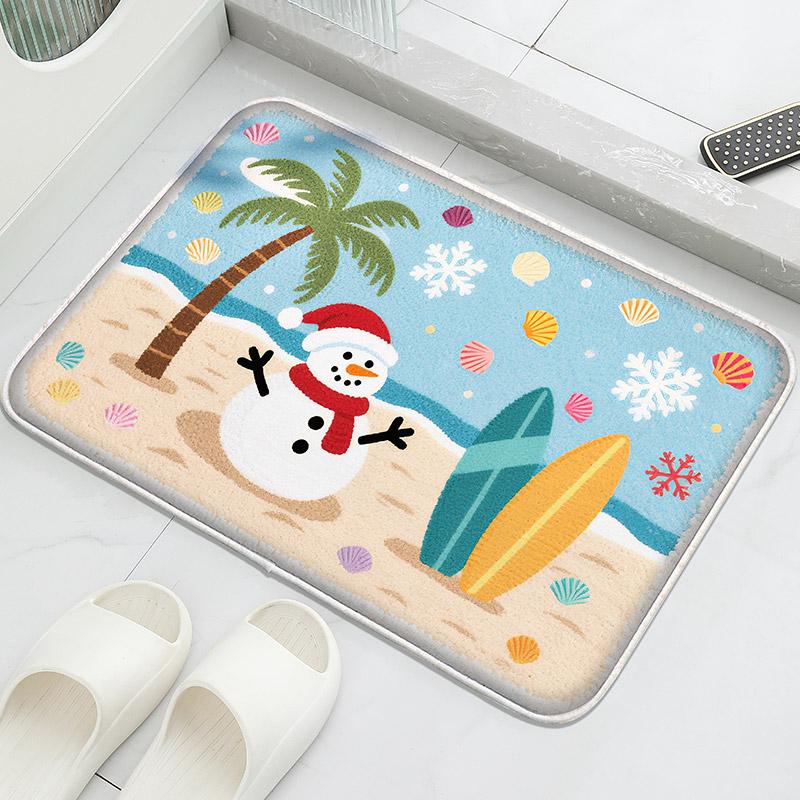 Summer Snowman Floor Mat Home Absorbent Foot Mat Modern Decor Bedroom Door Mat Soft Comfortable