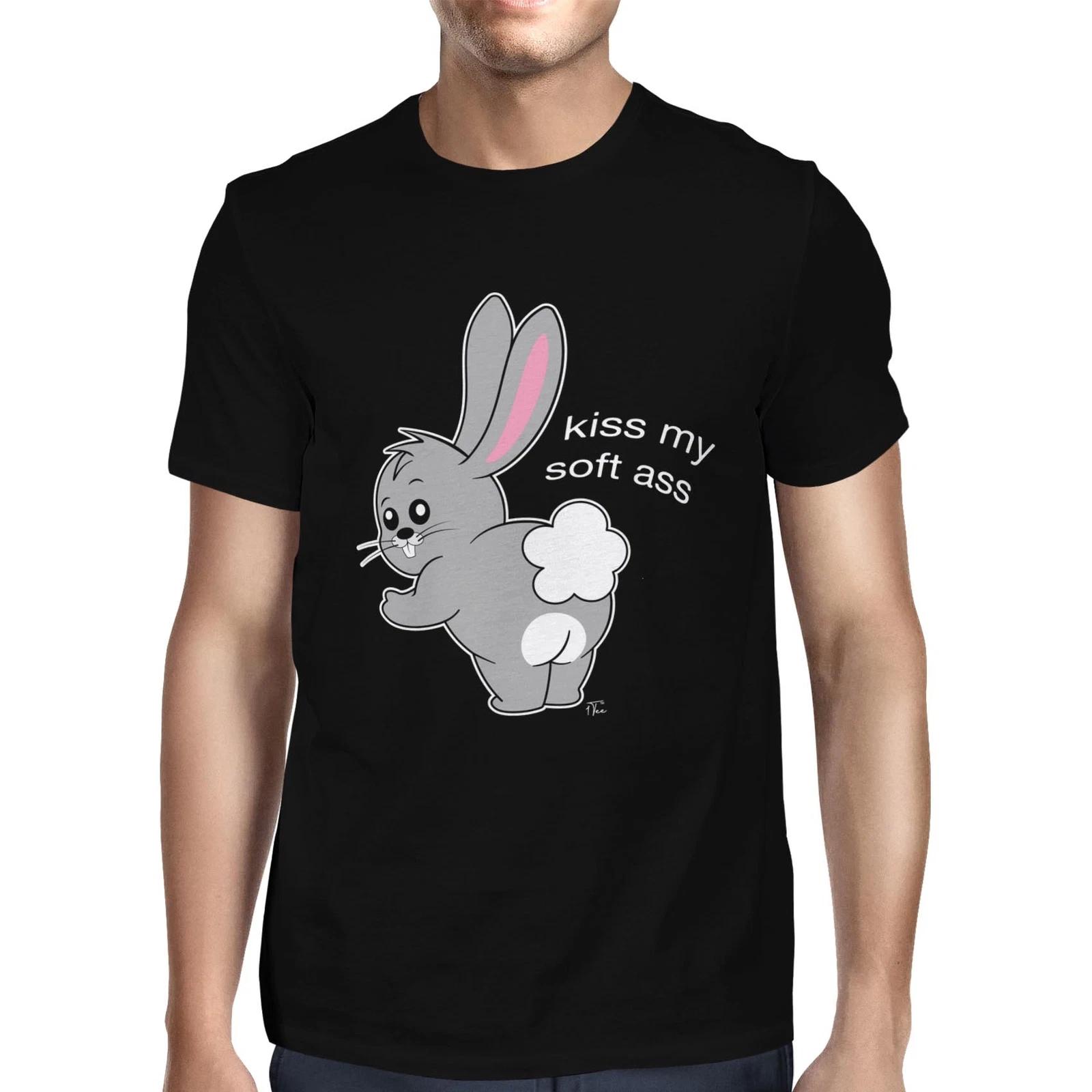 1Tee Mens Kiss My Soft Ass Bunny T-Shirt L