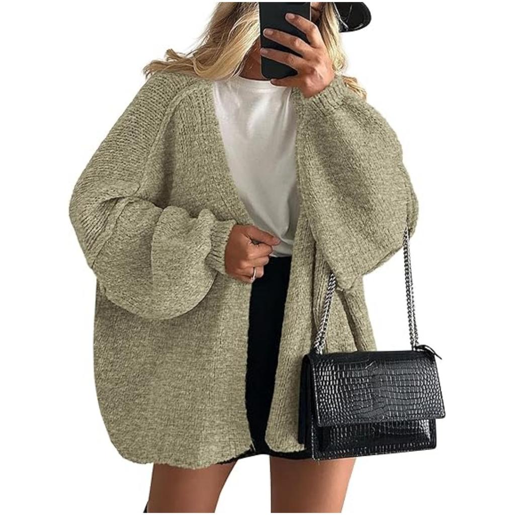 Women's Sweater Solid Color Long-sleeved Casual Loose Cardigan Sweater Jacket
