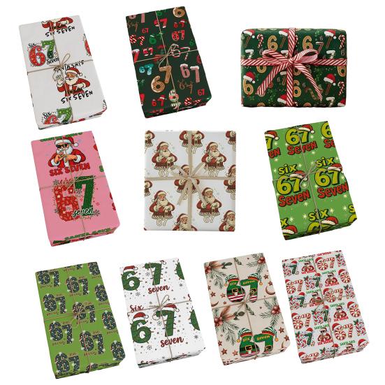 67 Meme Christmas Gift Wrap Funny Wrapping Paper for Kids Unique Brain Rot Holiday Gift Wrap Paper Roll for Birthday Xmas Present Wrapping