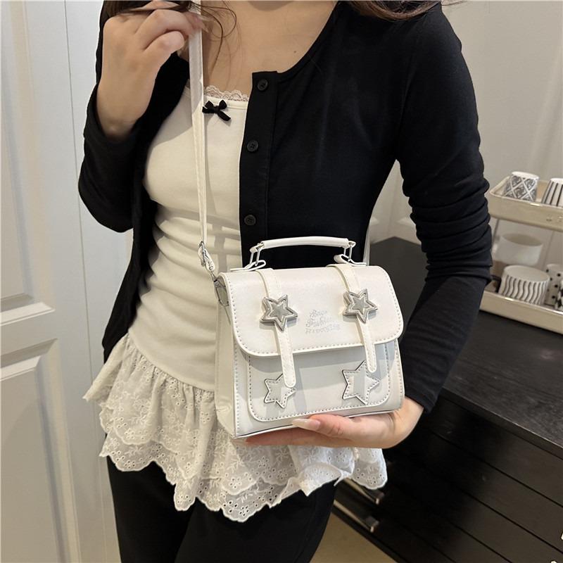 Aesthetic college five-pointed star solid color handbag versatile shoulder messenger bag design sense bag