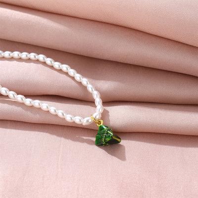 Small Zongzi Pearl Necklace Light Luxury Retro Chinese Style Women'S Collarbone Chain Exquisite Accessories