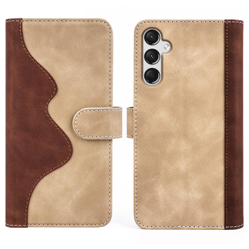 

For Samsung Galaxy A25 5G (Global) (161.0 x 76.5 x 8.3mm) Case PU Leather Wallet Stand Dual-color Cell Phone Cover Yellow