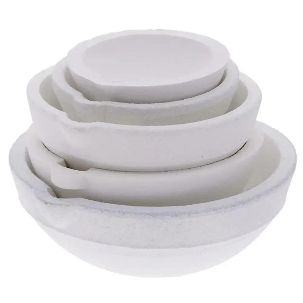 1Pcs High Temperature Quartz Dish Bowl High-density Gold Silver Metal Copper Cast Silica Melting Crucible White 100-750g