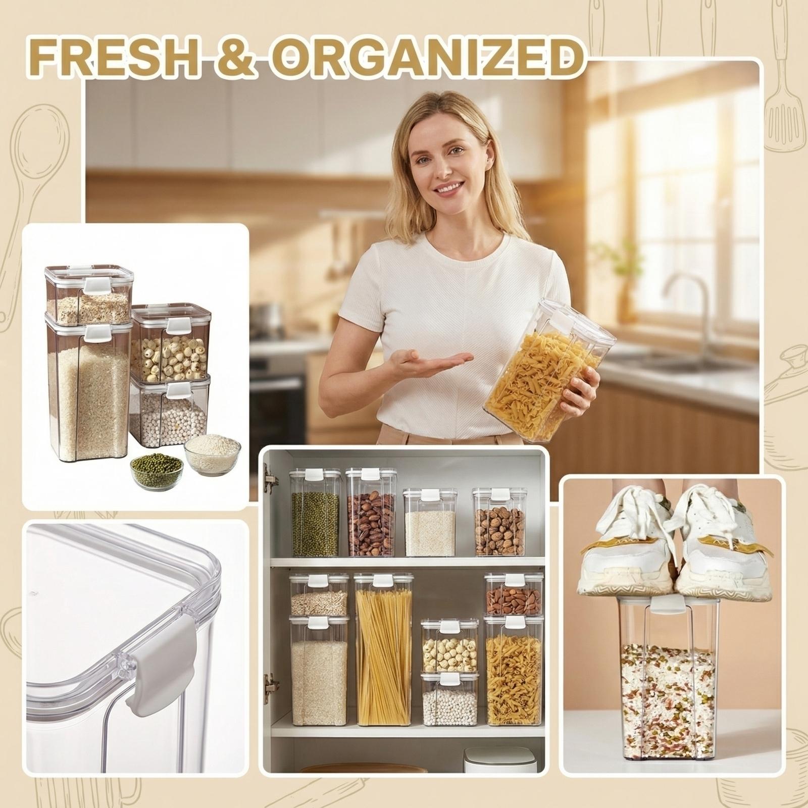 Kitchen Clip-Sealed Storage Container, Food Grade Plastic Sealed Box for Spices Herbs one size