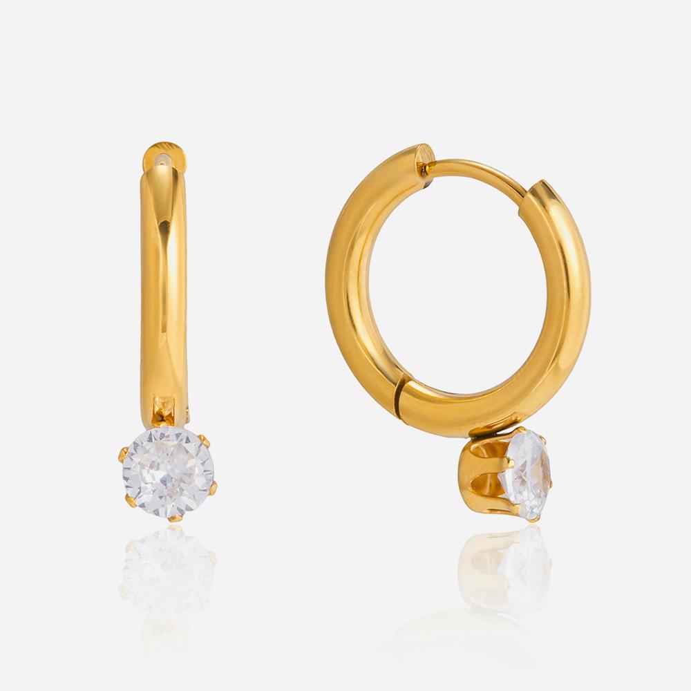Stainless Steel Mini Zircon Hoop Earrings Minimalist Polished Metal Earclip CZ Ear Cuff 18K Gold Plated Fashion Jewelry 2026 New