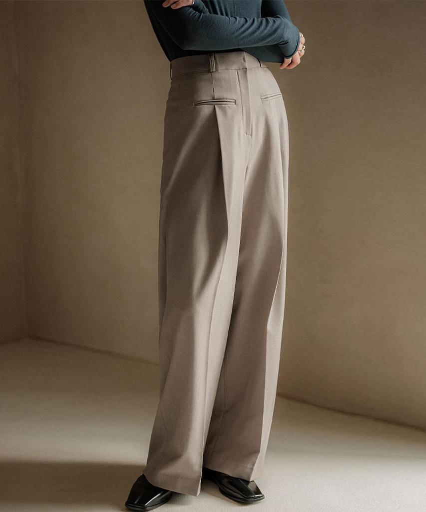 Memua Urban Webt Brushed Wide Slacks (Beige)