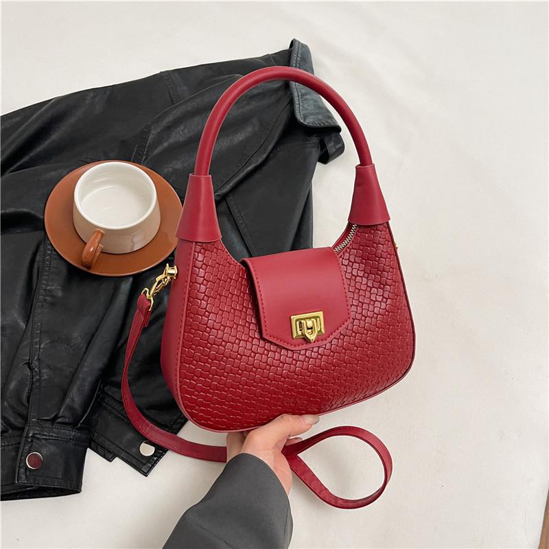 Simple Casual Fashionable Crossbody Tote Bag Vintage Half Moon Design Solid Color For Women Underarm Hobo Bag CLE
