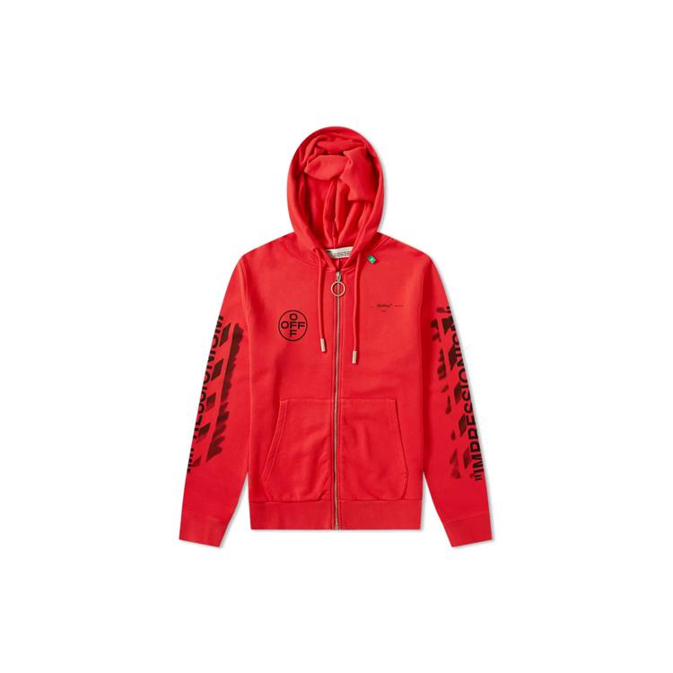 OFF WHITE Diag Stencil Zip Up Hoodie OMBE001R190030152010 XS красный