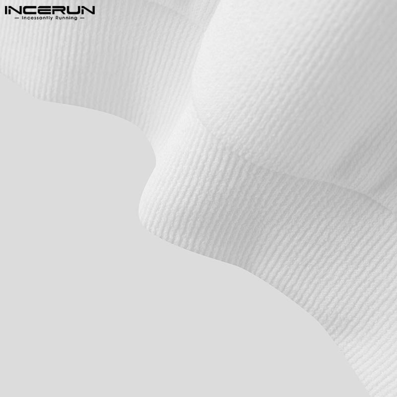 INCERUN Men Lapel V Neck Long Sleeve Knitted Sweaters Front Cross Loose Pullovers Tops