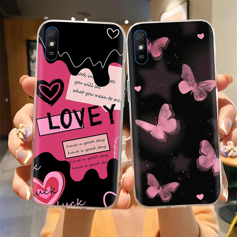 For Redmi 9A Case Cute Housing For Redmi 9AT Phone Case Lovely Cartoon Soft TPU Transparent Silicone Bumper For Xiaomi Redmi 9A