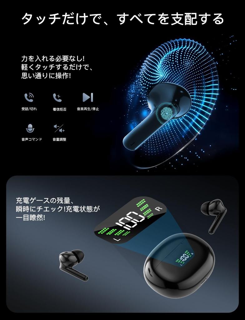 Bluetooth Wireless Earbuds for Bluetooth Earbuds with Auto LED Touch Lightweight and IPX7 Single or Binaural Perfect for and School [New 2025!] 5.4