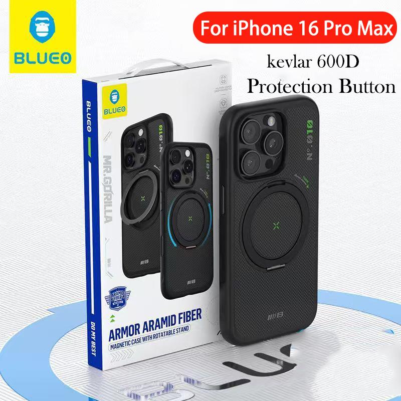 Blueo Magnetic Case For iPhone 16 Pro Max Carbon Fibre Wireless Charging Back Cover Case for IPHONE 16 PRO MAX