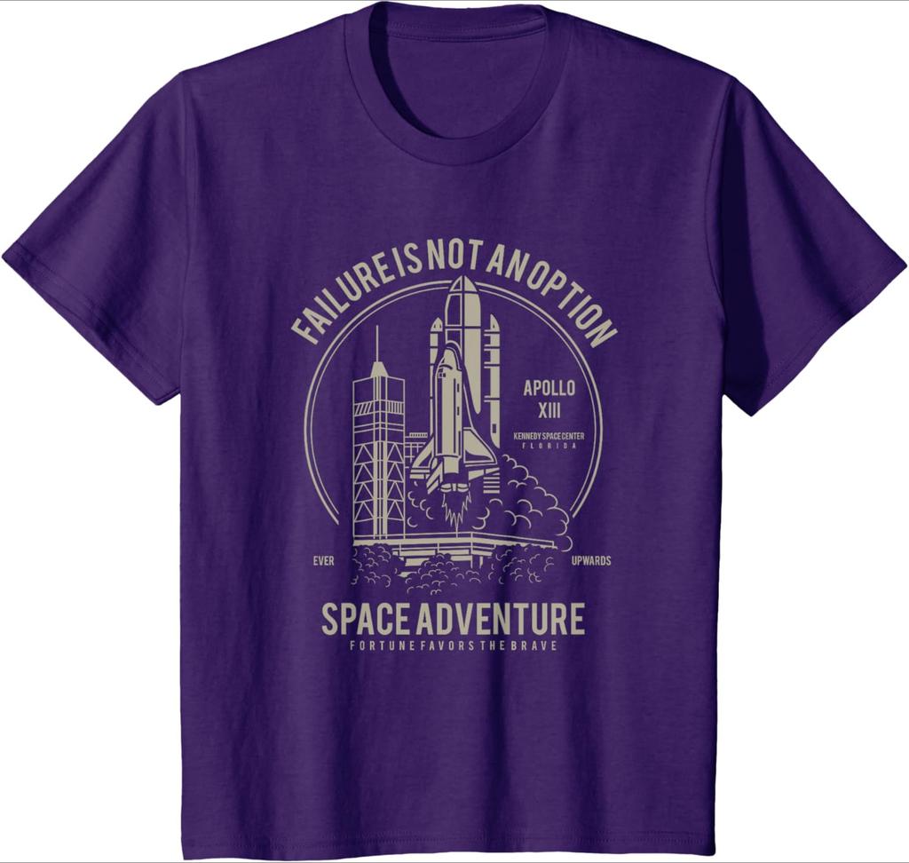 Weltraumabenteuer Scheitern ist keine Option Raketendesign 100% Baumwolle Sommer Rundhals Kurzarm Freizeit Bedrucktes Herren T-Shirt