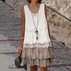 2024 Women's High-End Lace Stitching Sleeveless Holiday Dress