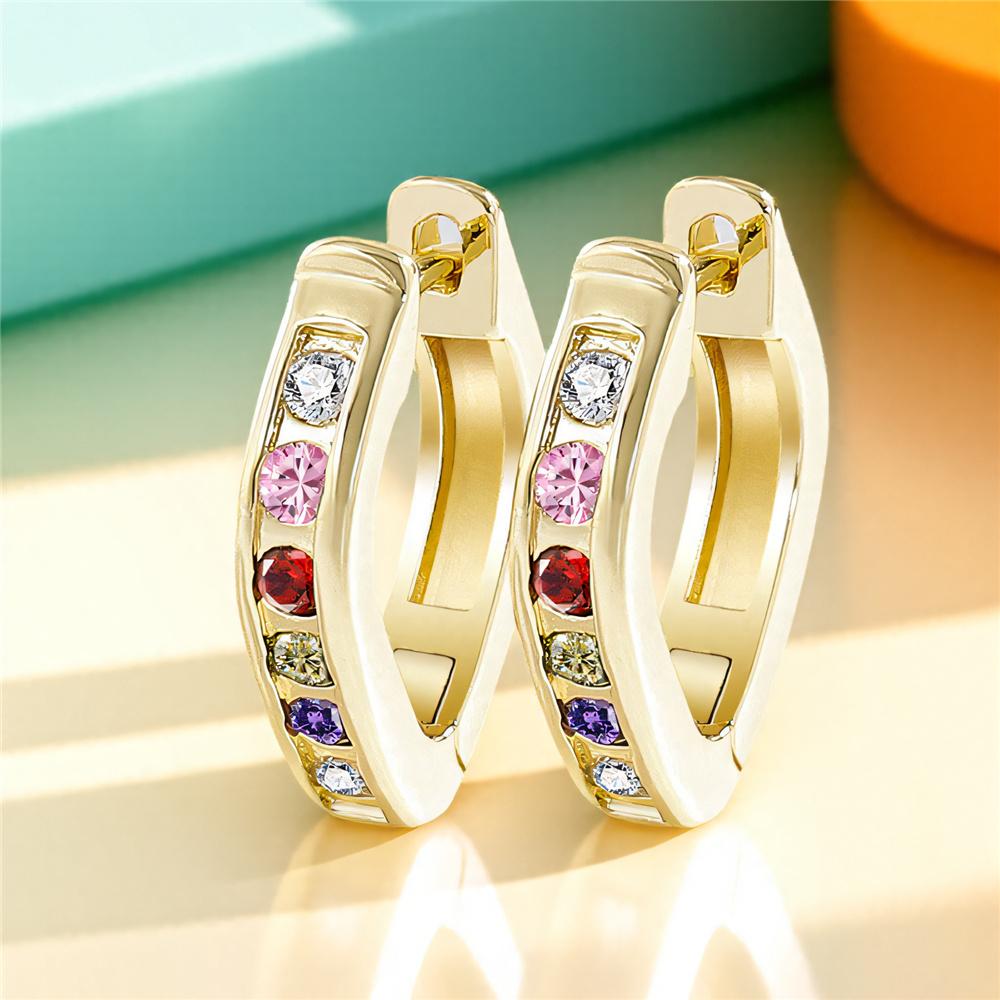 Luxury Small White Rainbow Round Zircon Stone Hoop Earrings For Women Vintage Female Fashion Gold Color Wedding