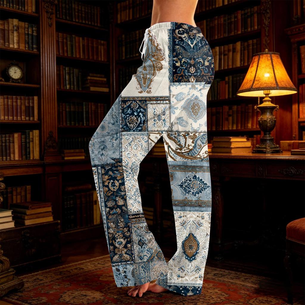 Women's Casual, Fashionable, Retro-print Loose-fitting Loungewear Pajamas