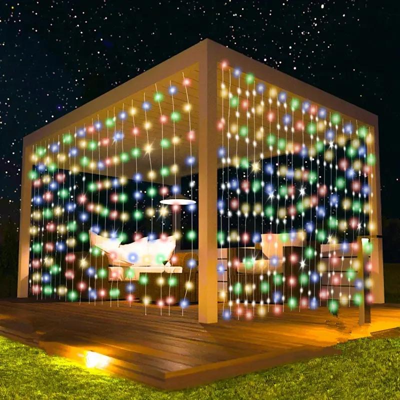 600/300/200/100LED Solar Curtain Lights Outdoor Fairy Lights LED Lights Christmas Wedding Decorations String Lights Garden Decor