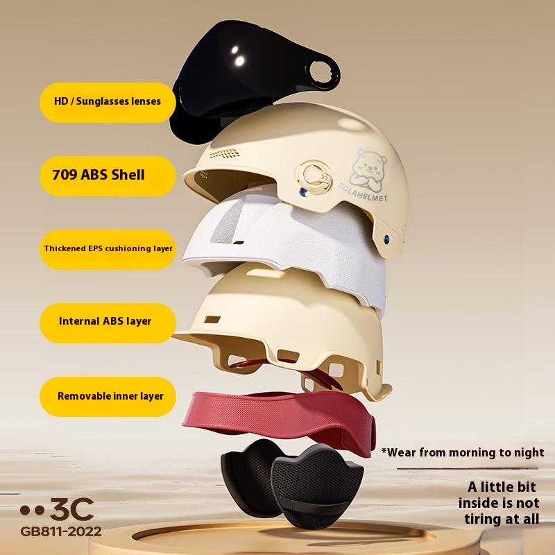 Helmet Electric Car Girl Cute Funny Lightweight Hair Hat Women's Helmet