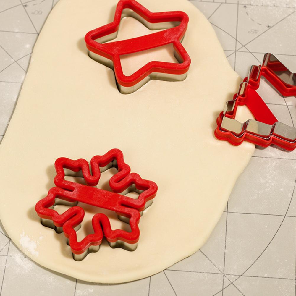 Christmas Cookie Cutters Stamp Xmas Tree Snowflake Pattern Biscuit Embosser Mould Cake Fondant Baking Decorating Tool