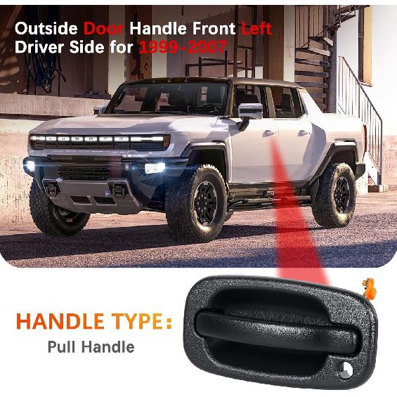 FAERSI Exterior Outside Door Handle Front Left Driver Side For 1999-2007 Chevy Silverado, Tahoe, Suburban, Avalanche, GMC Sierra, Yukon Denali,