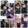 Anime Girls Cute Black Cat Phone Case For Iphone 17 Air 16 15 Plus 16E 14 Pro Max 13 Mini 12 11 7 8 SE Fundas Soft Back Cover 17