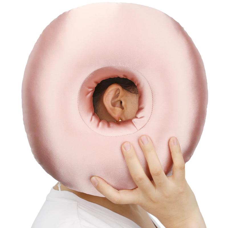 

Ear Piercing Pillow For Side Sleepers O Shaped Ear Guards Pillow With Ear Hole For Home Travel For Pain Ear Pressure Sores рожевий