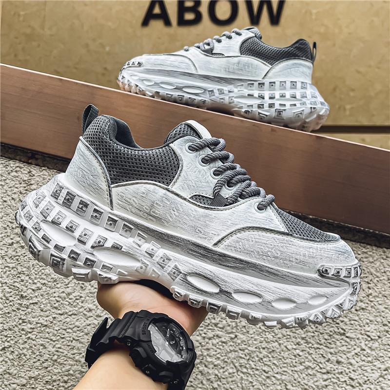 

Дизайнерські чоловічі кросівки на товстій підошві Повсякденне взуття на відкритому повітрі для чоловіків Модне нековзке класичне дихаюче біле масивне вищого класу Люкс 39 сірий колір