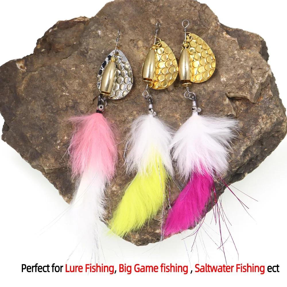 Bimoo 2pcs/5pcs Mix Bead Chain Eye  Hare Zonker Streamer W/Brass Sinker Spoon Lure Bait Set Decoy Bait Sequins Stinger Fishhook Spinner Fishing Lure