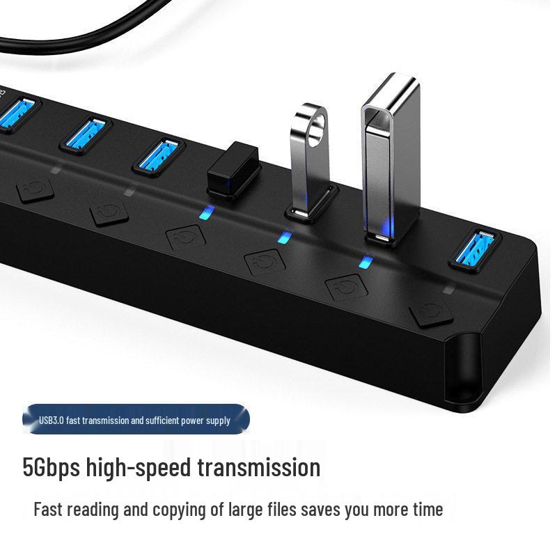 USB 3.0 7-Port Hub Extender for Laptop/Desktop Expansion and Charging