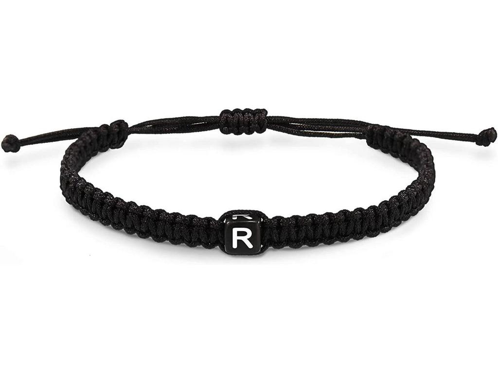 Acrylic Initial Letter Adjustable Woven Bracelet for Couples