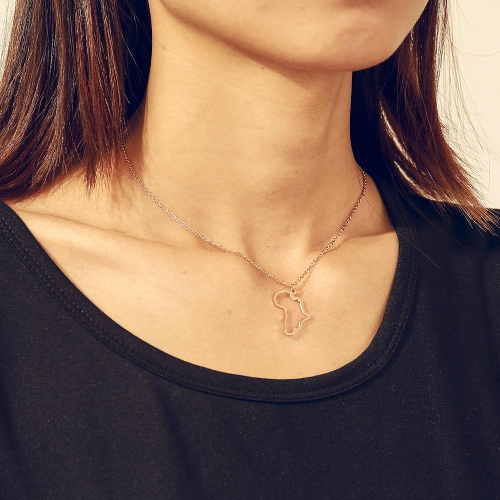 My Shape Africa Map Necklaces for Women Men Stainless Steel South African Map Pendant Chain Choker Hollow Map African Jewelry